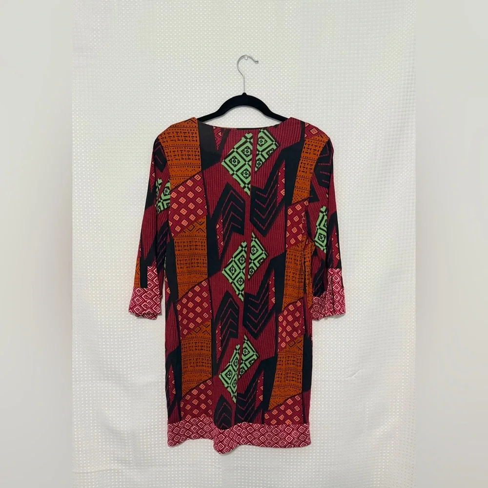 Diane von Furstenberg DVF Carla Knit Tunic Dress | Size 8 | Ethnic Collage - Picture 5 of 8